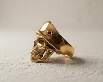 1941’s～★ドイツ国防軍陸軍★Skull Ring★シルバー鍍金 Soldier Skull Ring 925 Sterling Silver Military Helmet Skull Ring