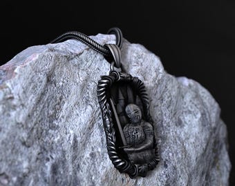 中世の騎士戦士ペンダント、925スターリングシルバーネックレス、剣と