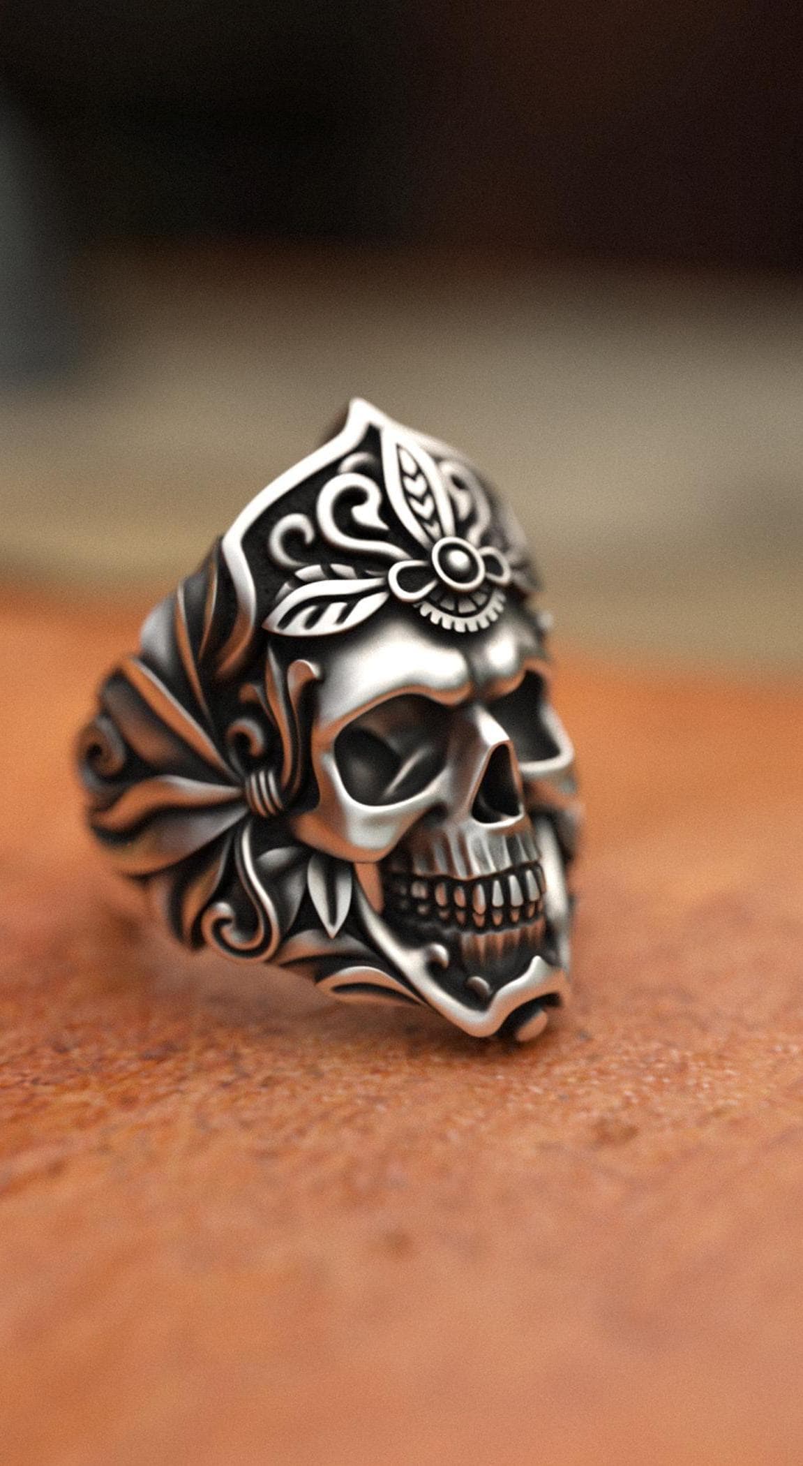 sugar skull ring シルバー925 Sugar Skull Ring 925 Sterling Silver - Handcrafted Day of the Dead