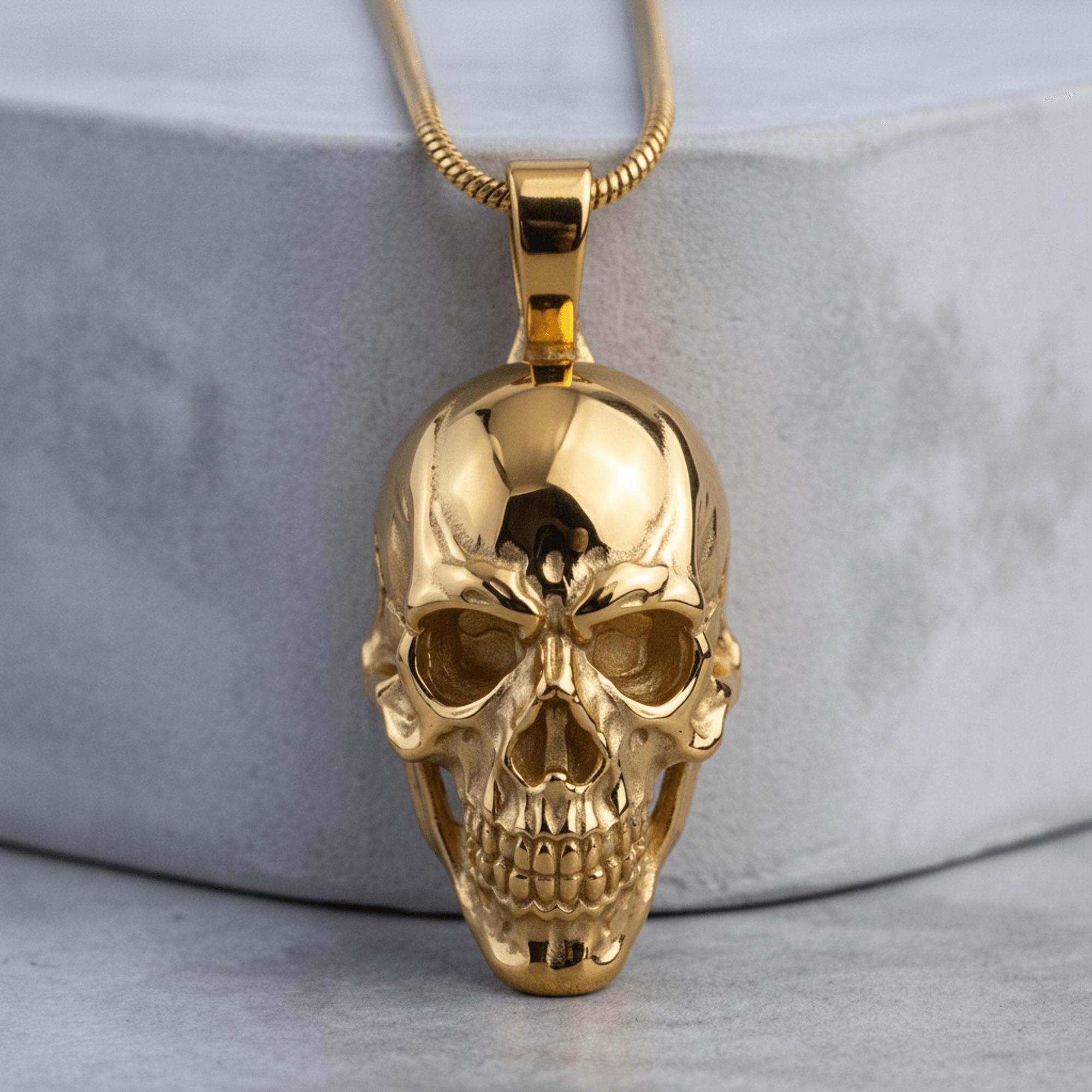 925 Sterling Silver Skull Pendant Necklace, Gothic Biker Style