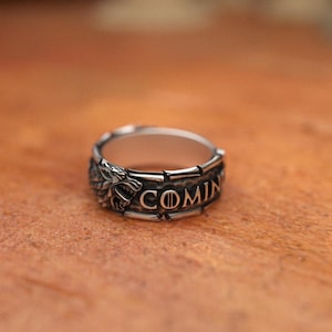 Wolf Ring 925 Sterling Silver - Winter Is Coming Band with Direwolf Design - Fantasy Series Inspired Jewelry - Stark House Fan Gift