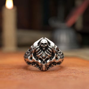 Demon Handmade Sterling Silver Ring, 925 Silver, Unisex Adjustable Design, Unique Mystical Accessory, Symbol of Power, Dark Aesthetic Gift
