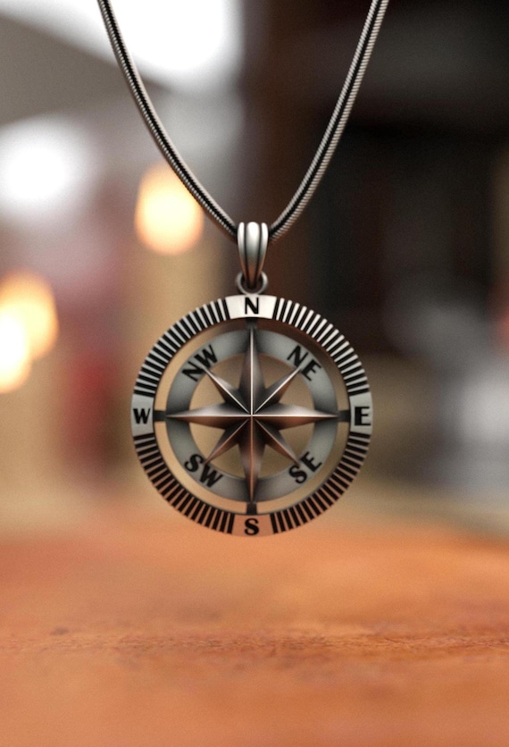 Stunning Compass Necklace, Real Silver Compass Pendant, Handmade