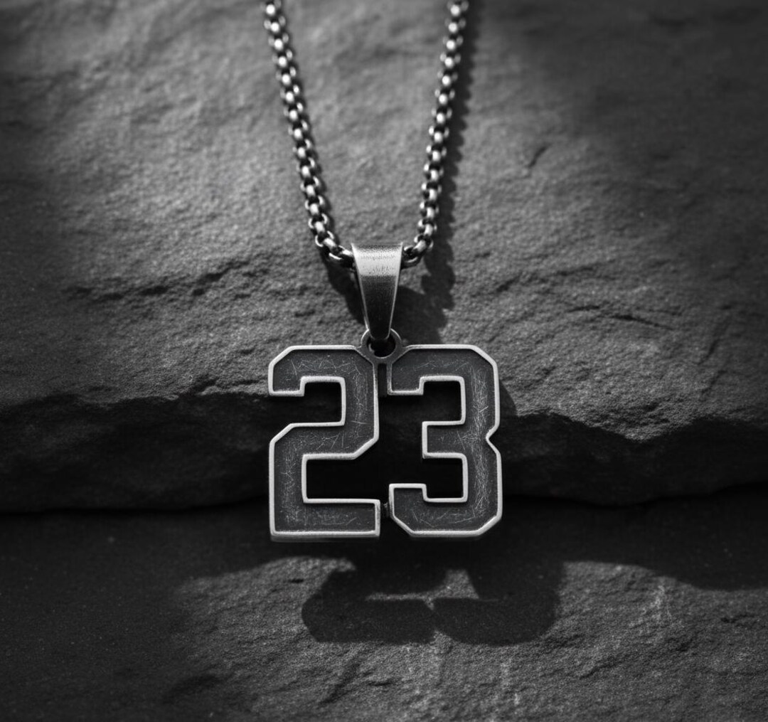 Custom Number Pendant | Personalized Jersey Number Necklace | Oxidized ...