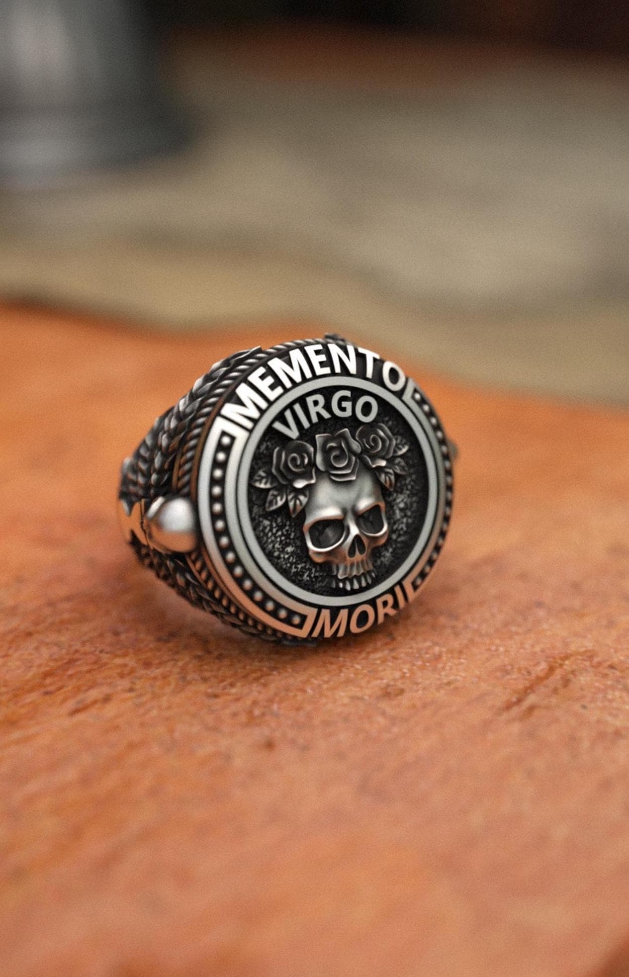 Virgo Signet Ring, Memento Mori Men Ring, Zodiac Ring - 925