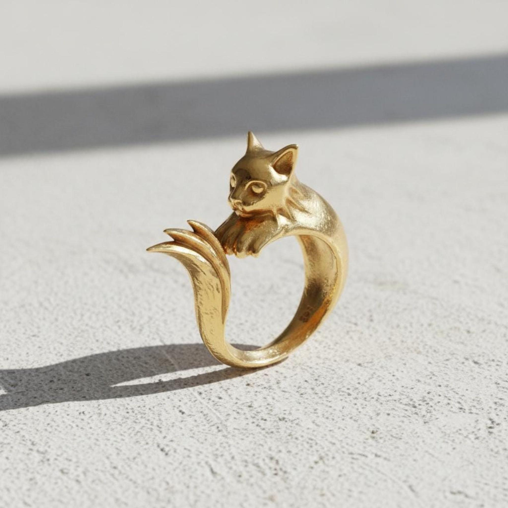 925 Sterling Silver Cat Ring - Handcrafted, Unisex, Feline
