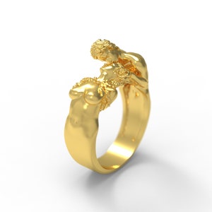 Exquisites Zwei Liebhaber Küssen Gold Ring Romantische Umarmung Design Symbol der ewigen Liebe Handgefertigter Schmuck - Perfektes Geschenk für Jubiläen