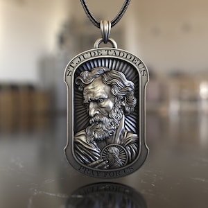 St. Jude Taddeus Pendant - 925 Sterling Silver Necklace, Handcrafted Religious Jewelry, Patron Saint of Desperate Cases Elegant Gift for Her