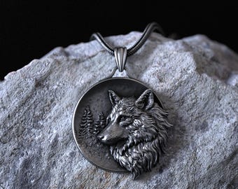Wolf Necklace 925 Sterling Silver, 3D Handmade Wolf Pendant, Wild Animal Jewelry, Viking Necklace, Animal Lover Gift, Silver Wolf Charm