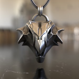 Griffin School Medaillon Halskette - 925 Sterling Silber Handgefertigter Fantasy Schmuck - Einzigartiges Geschenk für Gamer Silbermedaillon Magie Schmuck