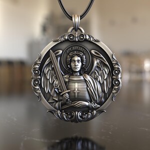 925 Sterling Silber Erzengel Michael Halskette Schutzengel Schutzengel Michael Schutz Anhänger Religiöser Schmuck Ausführliche Handwerkskunst