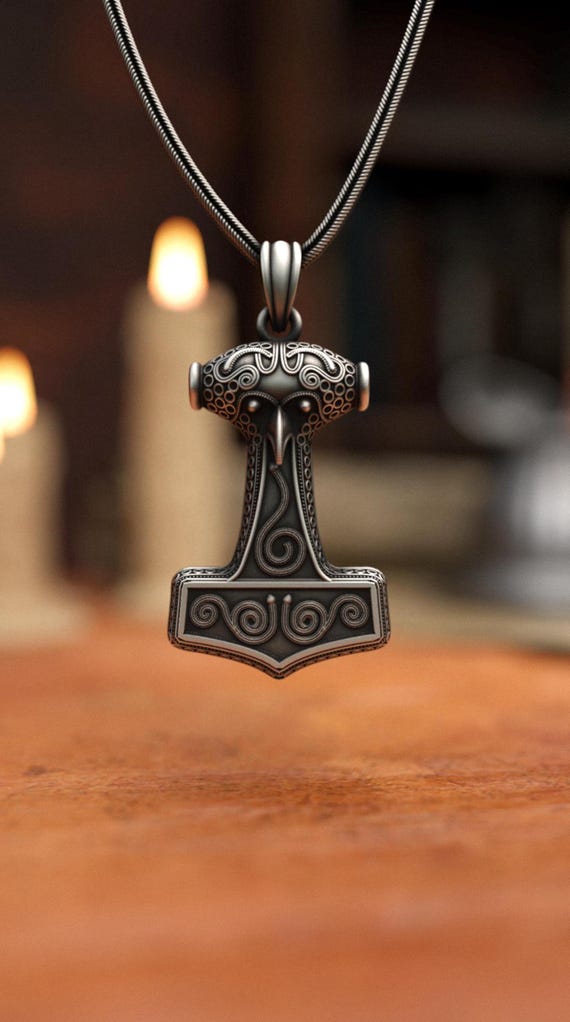Viking Mjolnir Necklace, Thor's Hammer Pendant, Personalized Runes, 925  Sterling Silver, Norse Mythology Jewelry, Strength Amulet