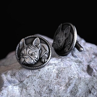 Orecchini Bulldog Francese In Argento Sterling 925 Con Cristallo Blu - Regalo Per Donne E Ragazze