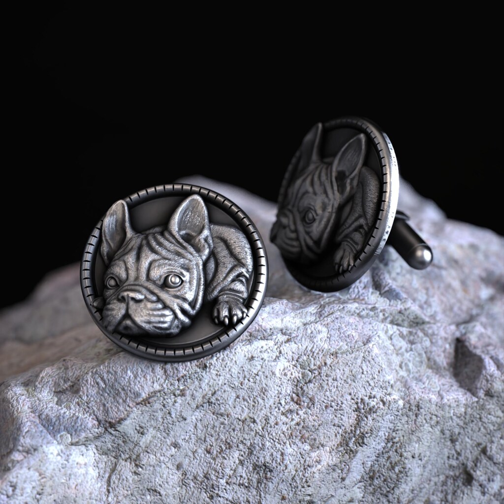 Orecchini Bulldog Francese In Argento Sterling 925 Con Cristallo Blu - Regalo Per Donne E Ragazze