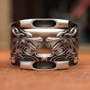 Japanese Dragon Silver Mythology Ring, 925 Sterling Silver Biker Ring, Stackable Ring, Handmade Jewelry, Engraved Ring, Best Man Gift