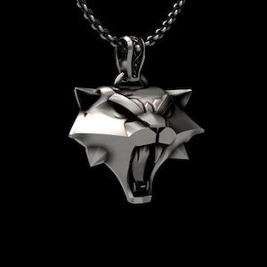 Side view of fantasy wolf medallion highlighting dimensional geometric cuts