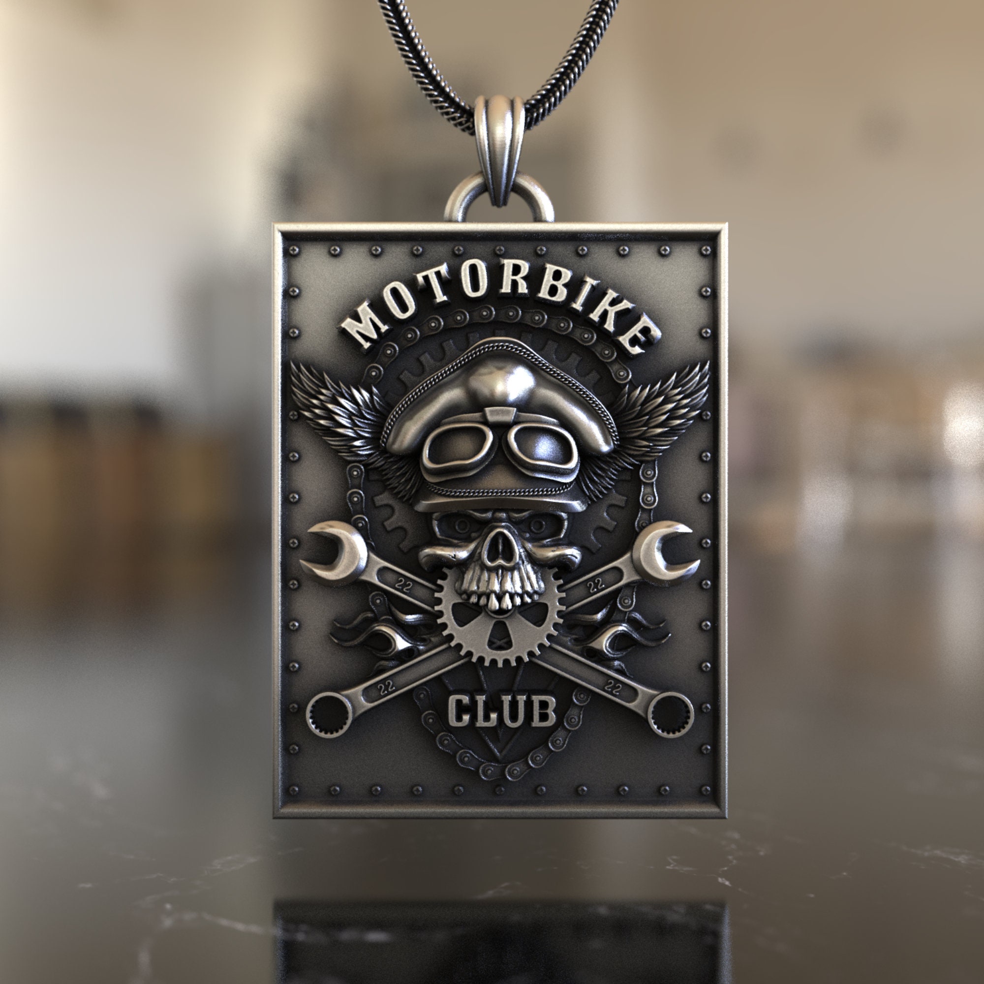Yale Secret Society Skull and Bones Handmade 3D Pendant Solid