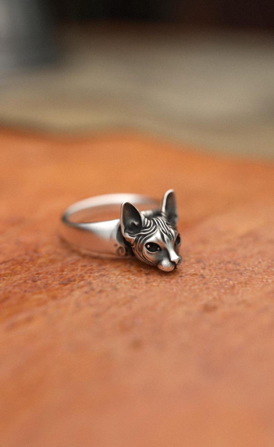 Cat Fever Rings Sphynx Cat Ring 925 Sterling Silver | Handcrafted Hairless Cat Face ...
