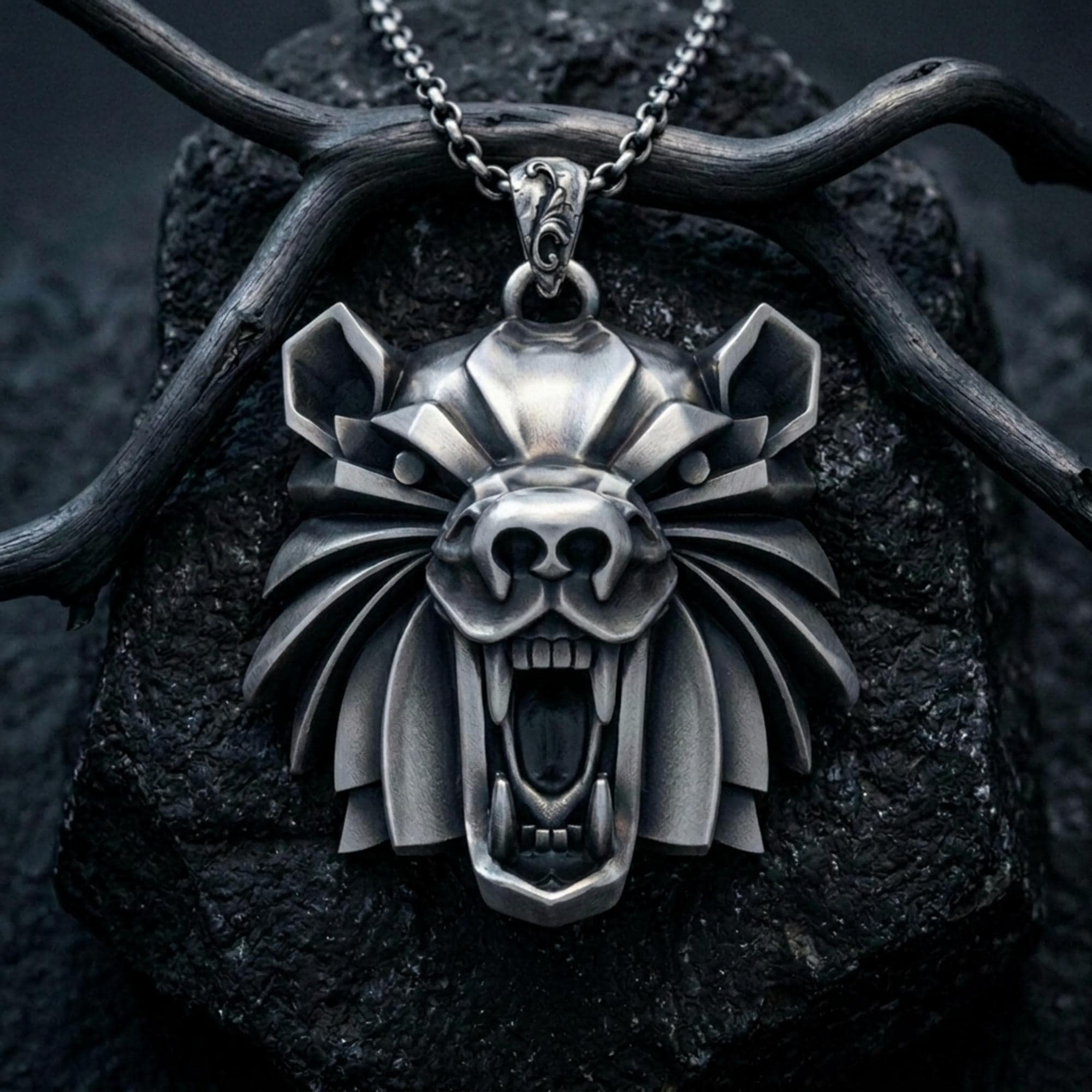 Bear School Medallion Necklace - 925 Sterling Silver - Authentic