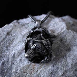 Wild Wolf Silver Necklace, Nordic Wolf Charm Pendant, 925 Sterling Silver Chain, Best Friend Gift, Unisex Wolf Jewelry, Men Women Necklace