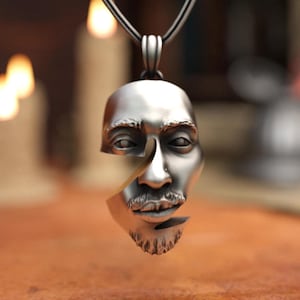Tupac Shakur Pendant, 925 Sterling Silver Hip Hop Legend Necklace, Handcrafted Artisan Jewelry, Unisex Music Enthusiast Gift Statement Piece