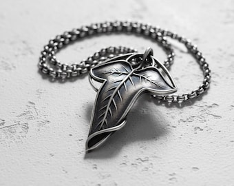 Silver Necklace Elvish Leaf Pendant 925 Sterling Silver Botanical Jewelry Handcrafted Nature Inspired Gift