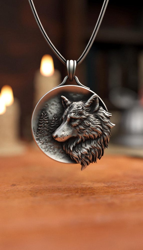 Wolf Spirit 925 Silver Pendant Wildlife Nature Necklace
