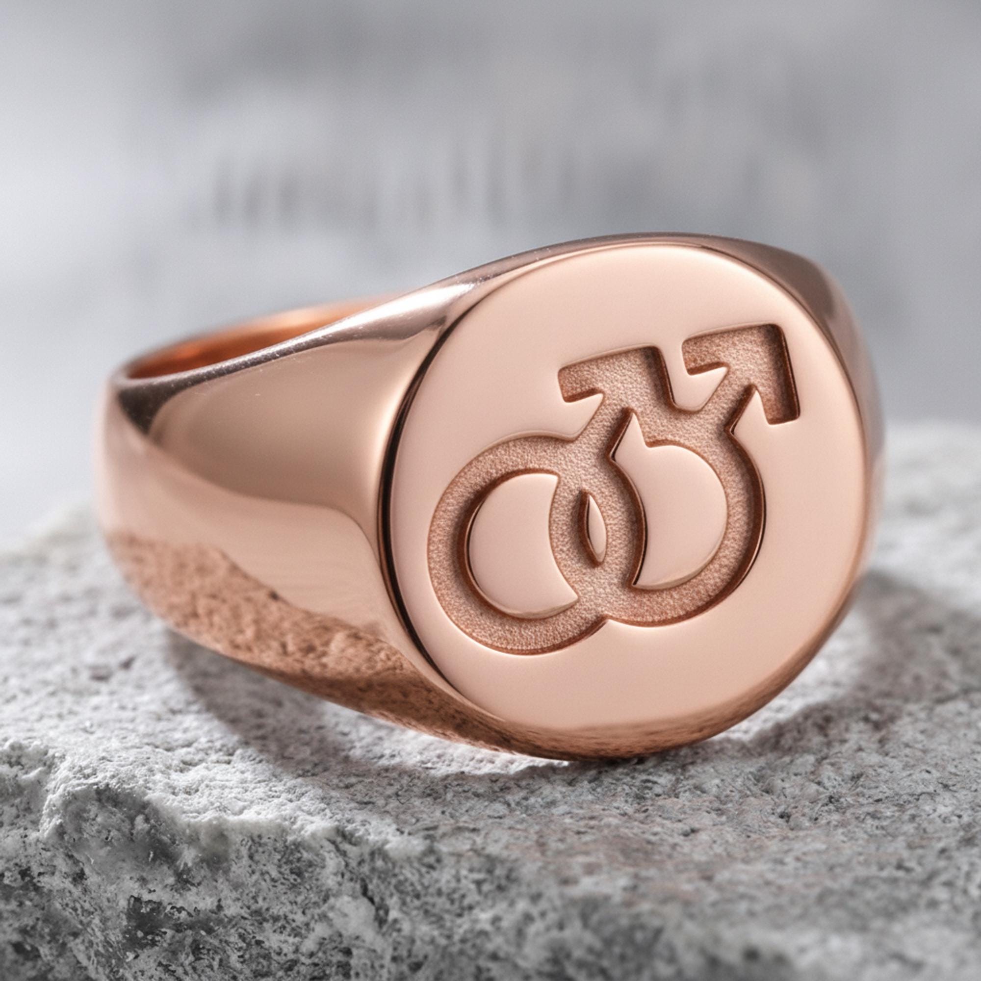 Double Mars Symbol Ring 925 Sterling Silver Oxidized Finish Gay