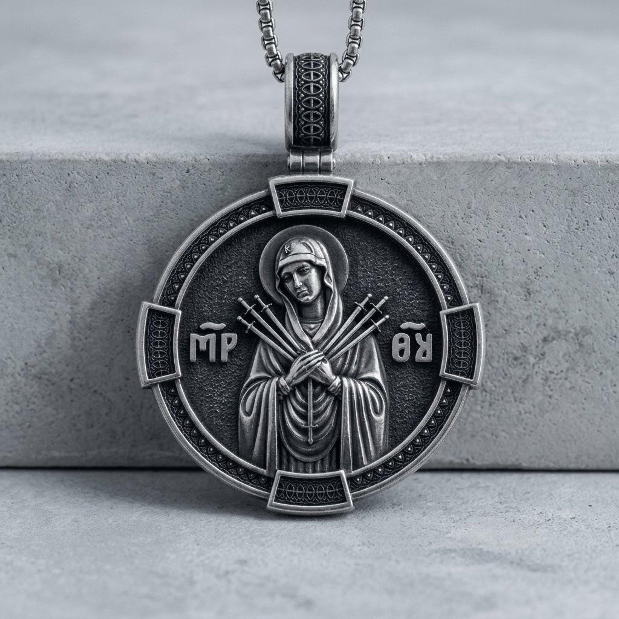 Seven Sorrows Silver Necklace - Etsy