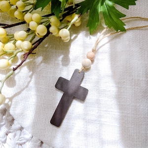 Simple Wooden Cross Essential Oil Car Diffuser, Hanging Car Charm, Car Accessories, Christian Gifts, Church Gifts, Christmas Gift, ornaments