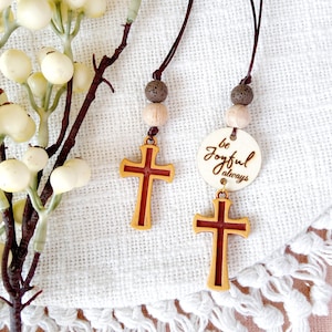 Large Wooden Cross Essential Oil Car Diffuser, Simple Wood Cross Hanging Car Charm, Elegant Car Accessories, Christian Gifts