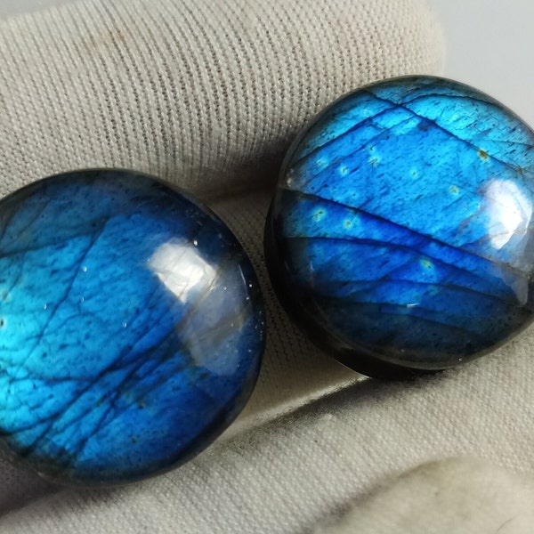 Natural Labradorite Plugs, Handmade gauges, AAA Grade Double Flare Size : 3mm to 50mm and custom Available (Sold in pair)