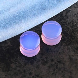 Lavender Opalite Stone plugs Double Flare plugs Smooth Polish Gauges Size  8g to 2 inch 3mm to 50mm ( sold in pair)