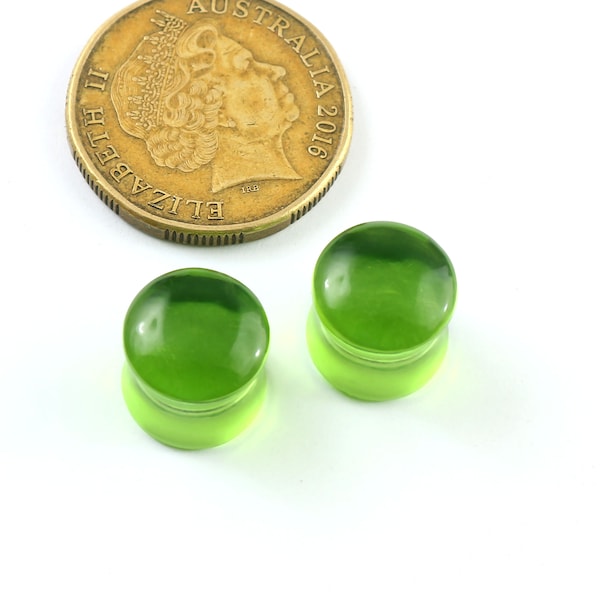 Beautiful  Peridot Gauges, Handmade Earplugs ,Peridot Earplugs ,Smooth Polish Ear plugs,(Pair) Size 3MM to 50MM and custom Available