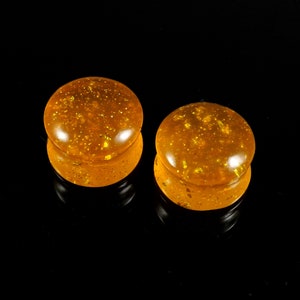 Organic Rare Amber Stone Plug Double Flare Plug Handmade Gauges Size 3mm to 50mm (Sold in pair)
