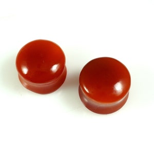 Real Natural Carnelian Gemstone Double Flare Smooth Polish Handmade Gauges Beautiful (Pair) Size 3MM to 52 MM Custom Available.