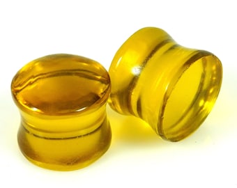 Citrine  Gemstone Plug Double Flare Plug Size 8g to 2 Inch ( 3mm to 50mm)  sold in pair