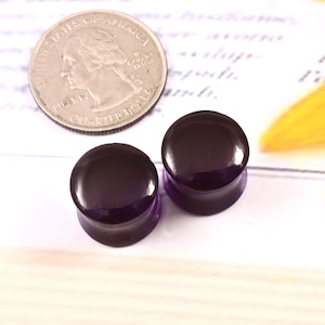 Beautiful Purple Amethyst Gauges Double Flare Ear plugs Smooth Polish Plug Size : 3mm to 50mm  (sold in pair)