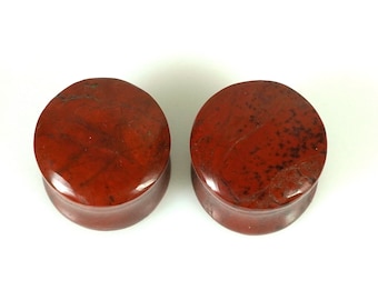 Real Natural Red Jasper Gemstone Plug Double Flare Plug Size 8g to 2 Inch (3mm to 50mm) sold in pair
