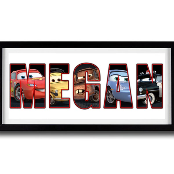 CARS Personalised Digital Name Artwork - Lightning McQueen Personalised Arwork - Digital Name Artwork Print - Mater Name Print -Digital File