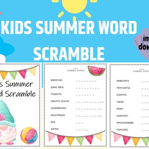 Actividad de sopa de letras de verano para niños, descarga instantánea e imprimible