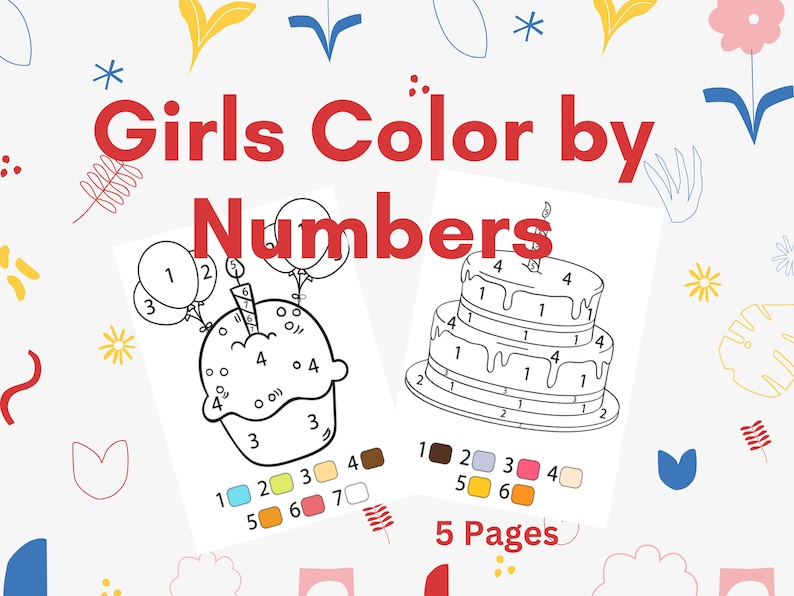 Girls Color by Number, Activity Worksheets, Paint by Number ...