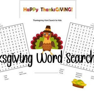 Thanksgiving Word Search Printable, Thanksgiving game, Thanksgiving Printable, Thanksgiving Fun Activity for kids,