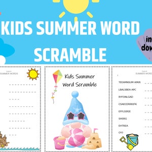 Actividad de sopa de letras de verano para niños, descarga instantánea e imprimible