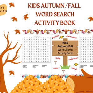 Kids Autumn Fall Word Search Activity Book