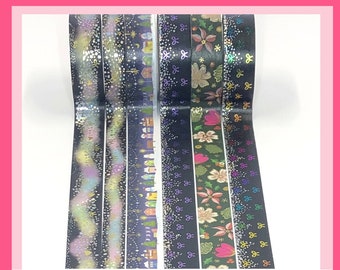 Washi Tape Samples: Galaxy, Floral, & Town - 24&quot; Length