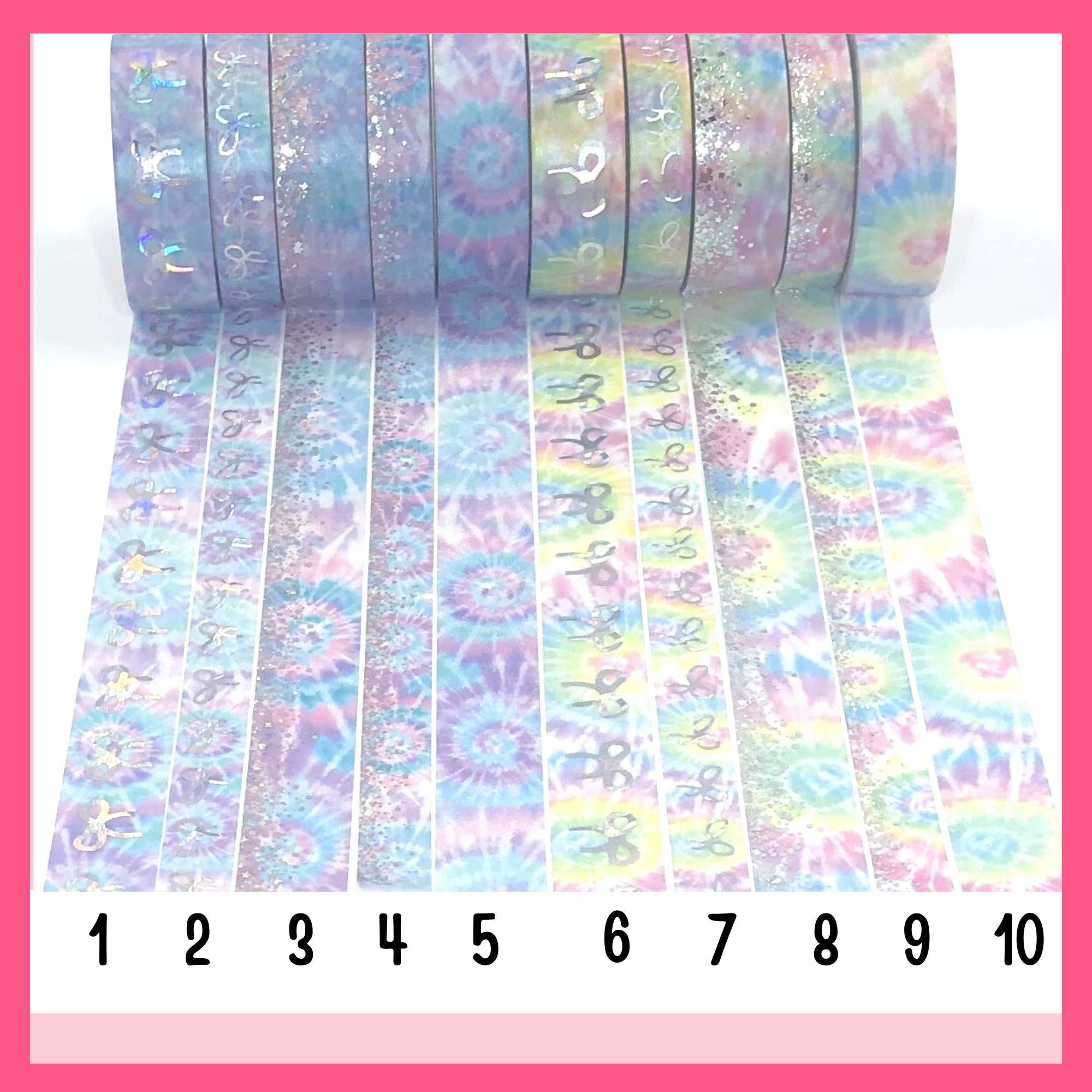 Metallic Washi Tape, Abstract Print Foil Washi Tape, Hippie Tie Dye Washi  Tape, Full Roll CWWTS-10 