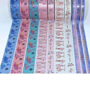WASHI SAMPLES:  Simply Gilded Perforated Moon Phase Headers, Maps, Rose' All Day