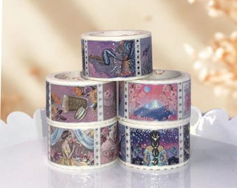Washi Sample: Mermaid & Pirate Stamps, Coffee Lover Stamps, Celestial Stamps, Belle Stamps and Japan Stamps from Bloomsical