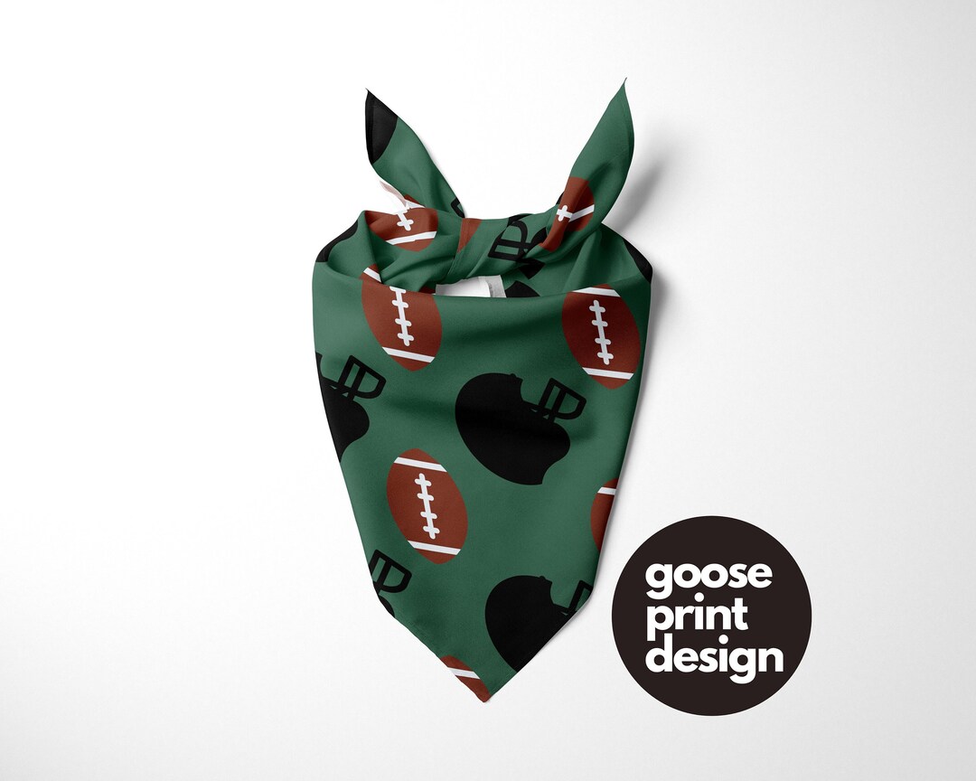 Football Dog Bandana Green Dog Bandana Football Helmet Bandana Dog